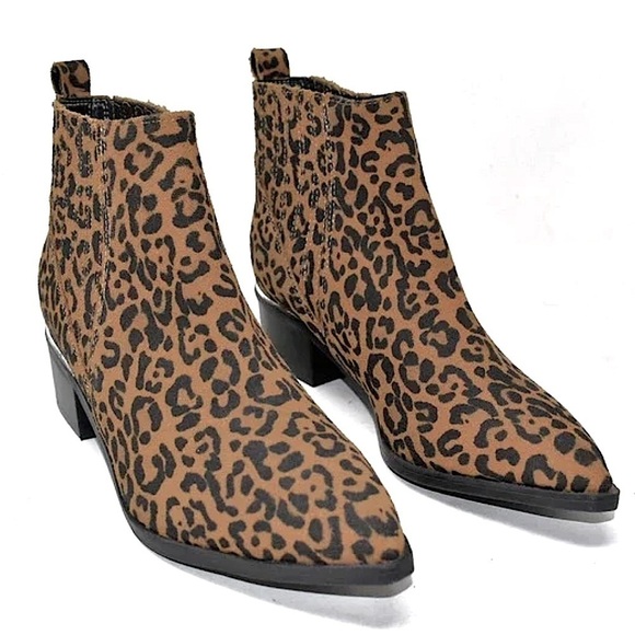 Marc Fisher Missir Women's Shoes Brown Leather Leopard Print Chelsea Boots 7.5M - Picture 2 of 9